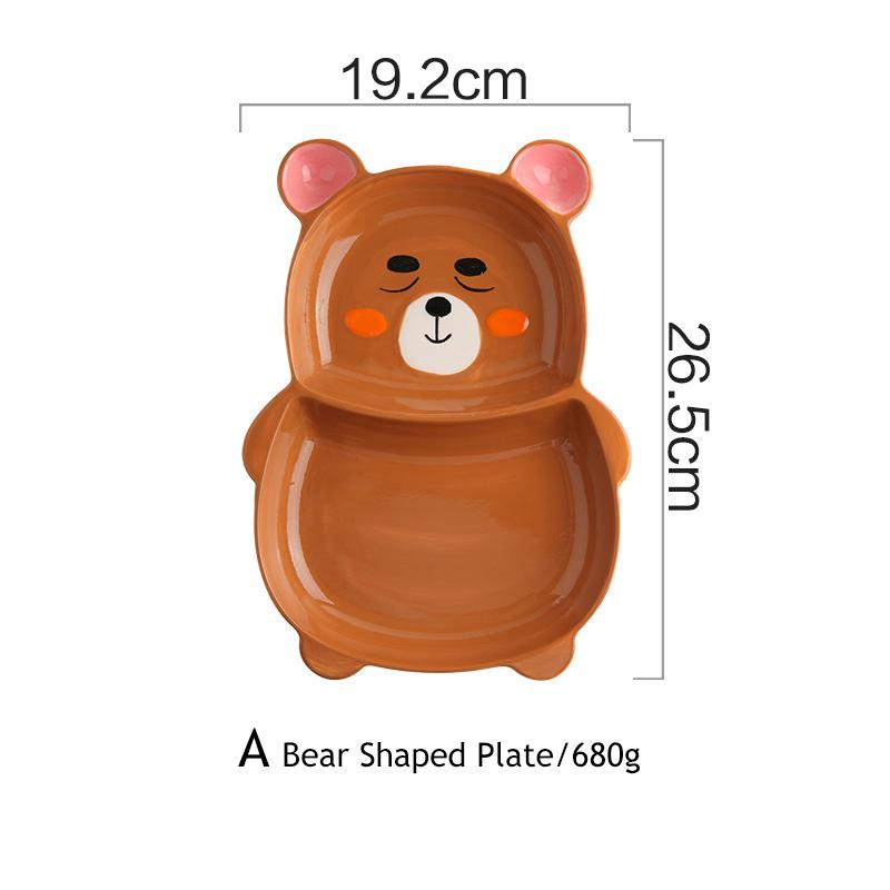 1pc Animal Zoo Dinner Plate Rabbit Bowl Mug Dinnerware Ceramic Porcelain Baby Bear Feeding Dish Children Tableware