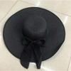 Cappello da Sole Estivo a Tesa Larga per la Spiaggia all'Aperto Moda Bordo Larga Pieghevole Cappello da Sole da Donna Colore Unito Decorazione Fiocco Cappello a Cilindro