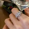 Huitan Unique Irregular Heart Designed Finger Rings for Women Bling Bling Cubic Zirconia Accessories Wedding Attractive
