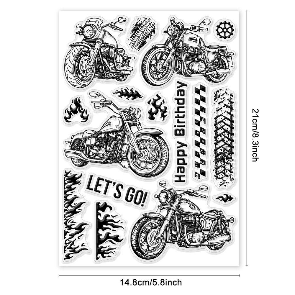 PVC Stamps for DIY Scrapbooking Photo Album Decorative Cards Making Stamp Sheets Film Frame Motorbike 21x14.8x0.3cm