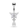 1Pcs14G Stainless Steel Ladies Navel Ring With Copper Zirconia, Simple And Stylish Piercing Jewelry
