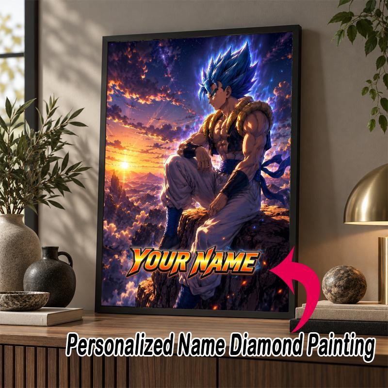 Personalized Gogeta Diamond Art Custom Name 5D Diamond Painting Full Drill DIY Craft