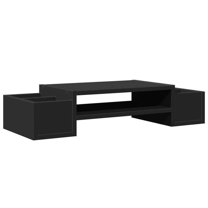 VidaXL Support de moniteur avec rangement noir bois d'ingénierie, support de moniteur pour bureau, étagère de moniteur, 854680