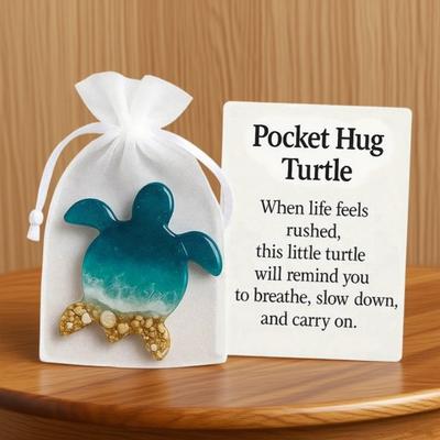 Pocket Hug Animal with Positive Card Emotional Support Resin Animal Token Mini Dachshund Turtle Owl Cat Corgi Bulldog Statue Figurine Inspirational