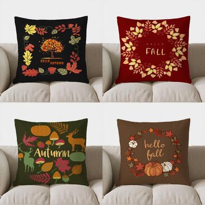Home Decor Hello Autumn: Squirrels & Fall Leaves Pillow Pattern Cushion Cover Suitable for Sofa Bedroom Car Pillow Cover