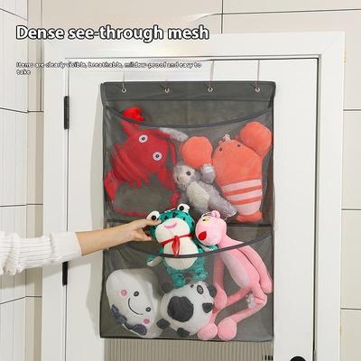 1 pièce Sac de Rangement Multifonctionnel Respirant en Maille pour Jouets Organisateur Suspendu à la Porte avec 2/4 Grandes Poches Étagères de Rangement Suspendues