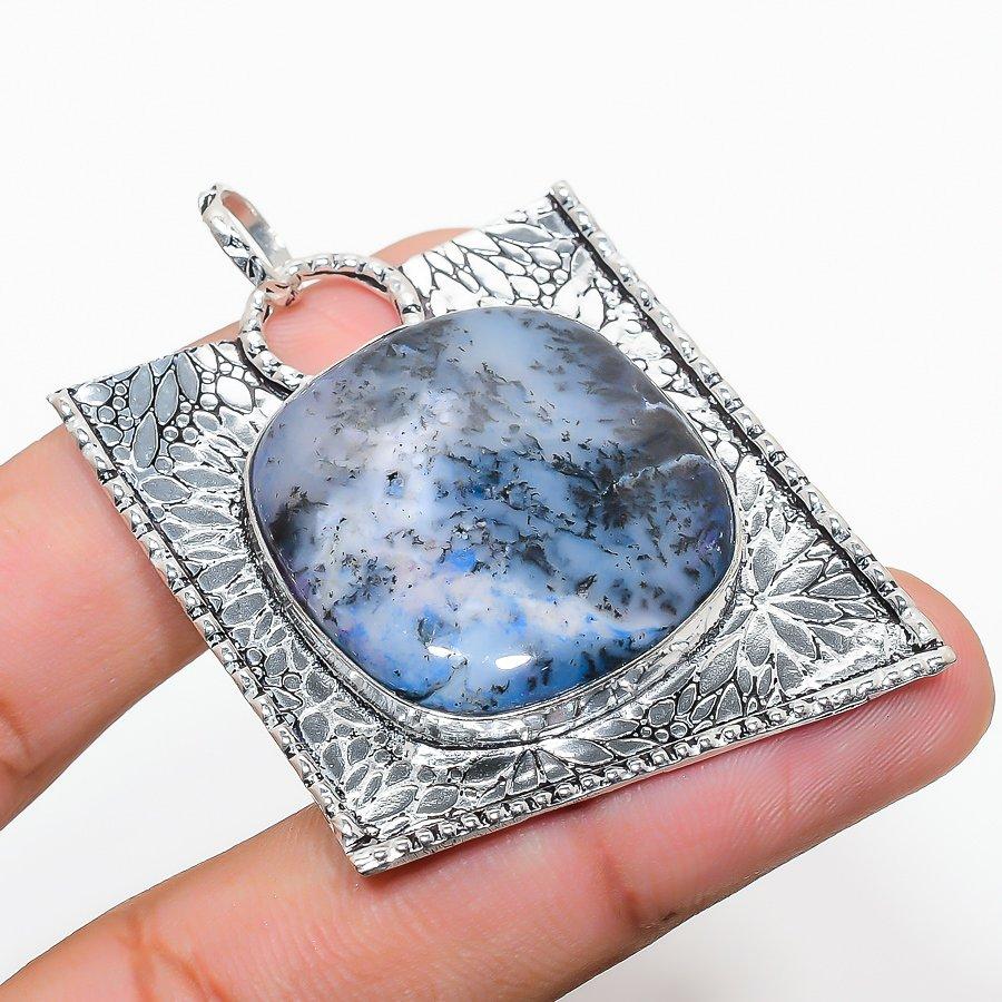 

Подарочный кулон из стерлингового серебра 925 пробы с натуральным дендритовым опалом 1,97 дюйма J8V03