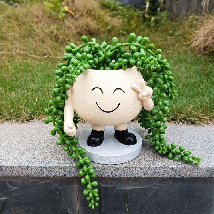 Face Planters Pots Resin Smile Face Vase Succulent Head Planter Pots Face