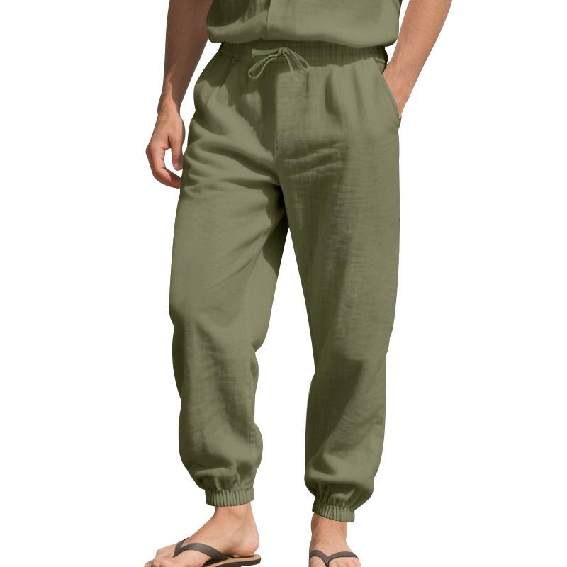 European and American men's summer new linen casual pants loose breathable leggings cotton and linen pants