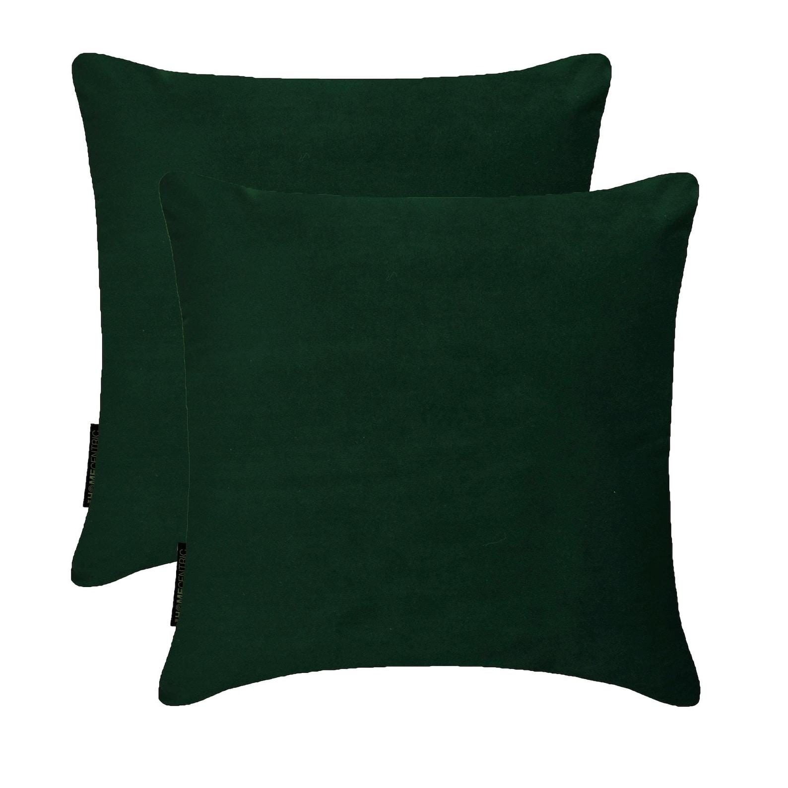 Bottle Green Luxury Throw Pillow Covers | Pack of 2 Modern Plain Velvet Cushion Cover | Solid Color Pillowcases - Bottle Green Velvet 12  x 12  (Pack of 2) зелёный