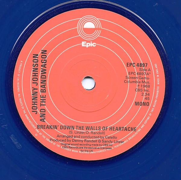 7-дюймовая пластинка JOHNNY JOHNSON THE BANDWAGON Breakin Down The Walls Of Heartache EPC4897 Epic 1977 Великобритания SoulFunk Б/у