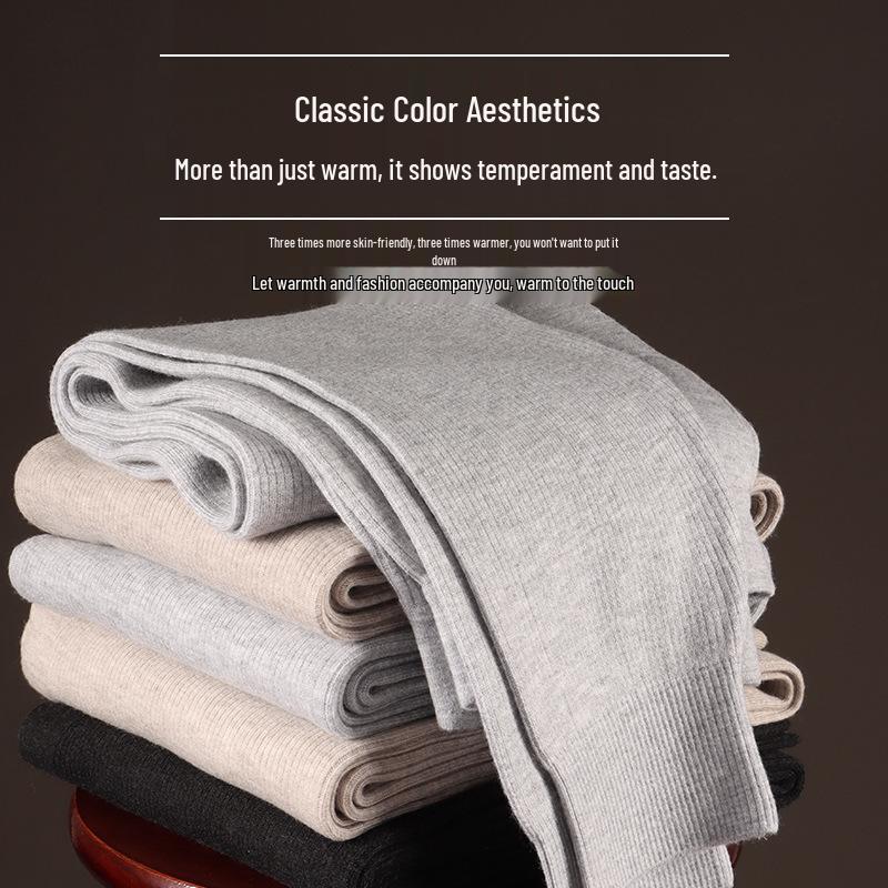 Men's and Women's High Waist Wool Cashmere Pants - Thick & Slim Fit for Winter Base Layer Wear