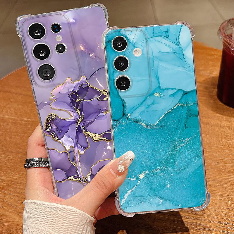 Colorful Marble Pattern Clear Phone Case For Samsung Galaxy A57 A37 A17 A56 A36 A55 A35 A26 A16 A25 A15 A54 Soft Silicone Cover