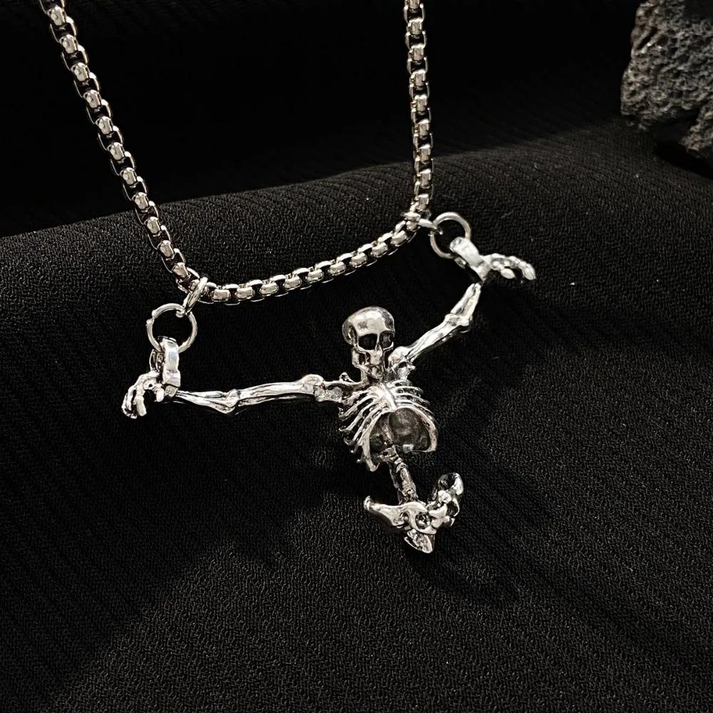 Hip Hop Punk Skull Thor's Hammer Pendant Necklace Vintage Creative Men Fashion Jewelry
