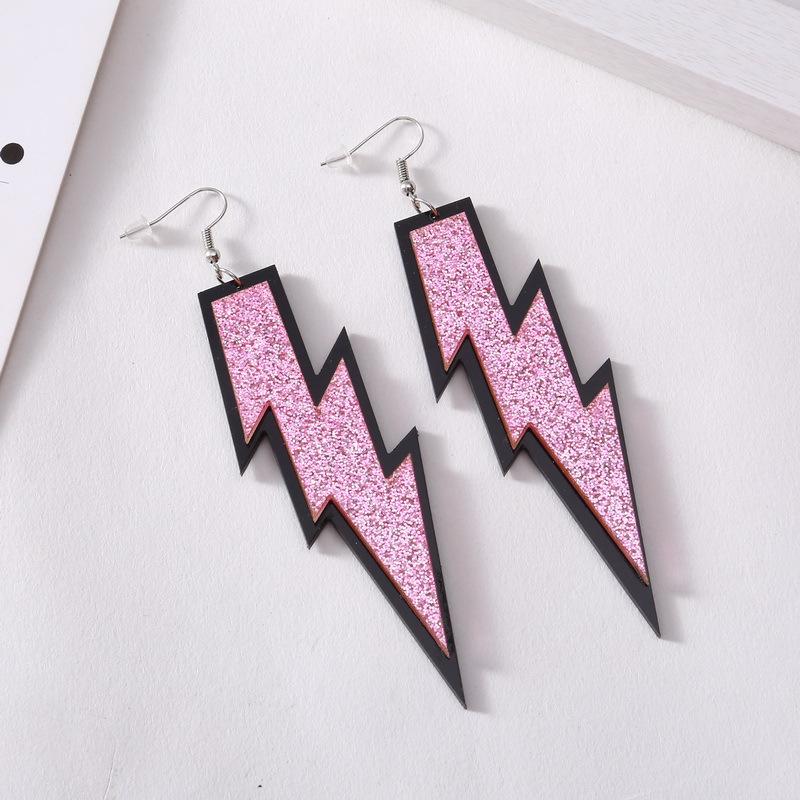Statement Shiny Glitter Lightning Acrylic Drop Earrings For Women Punk Long Pendant Dangle Earrings Fashion Jewelry Accessories