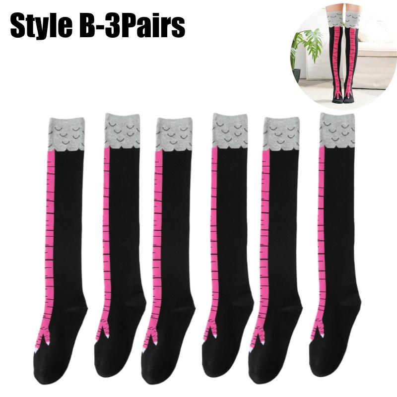 Women Funny Chicken Feet Socks Over Knee Socks Ostrich Print Slimming Socks Autumn Winter Long Tube Stockings for Ladies