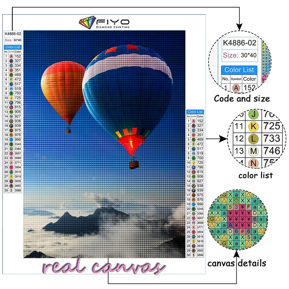Popular 5D Diy Cross Stitch Hot Air Balloon Painting Full Drill Cross-Stitch Crafts Kit Wall Sticker Home Decor