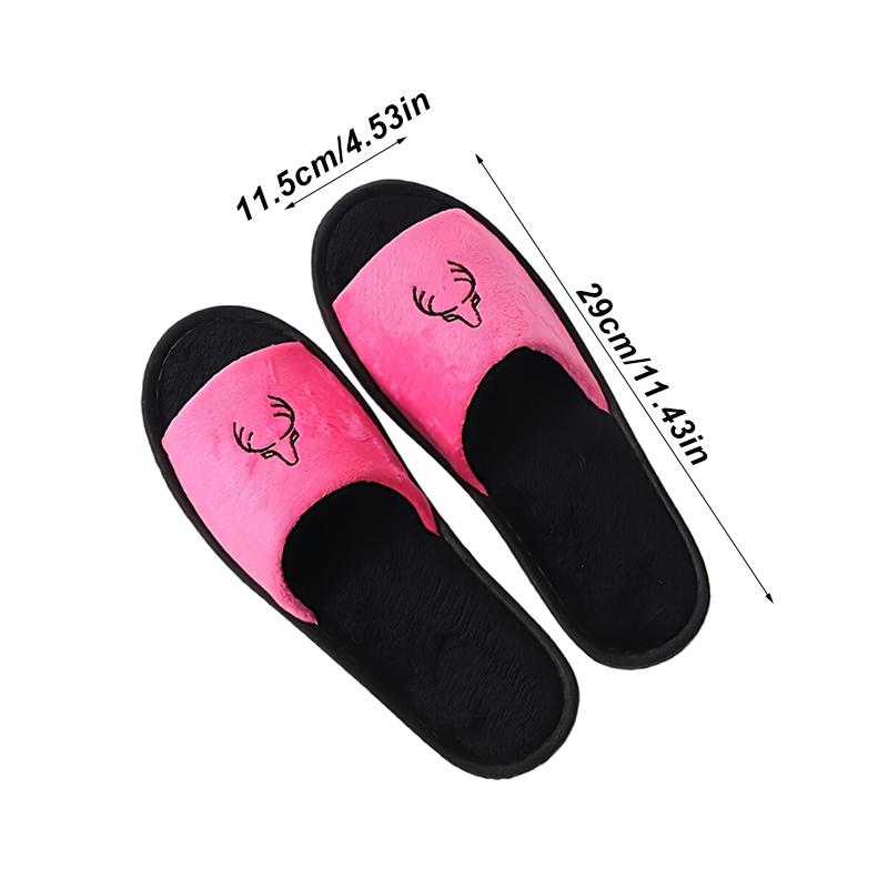 1Pair Open Toed Slippers Elasticity Breathable Daily Indoor Balcony Lightweight Anti Slip Soft Comfortable Deer Pattern Foam