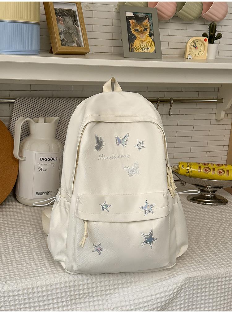 Schoolbag Cute Star School Bag College Student Niche Girl Backpack ins Versatile School Bag Large Capacity Junior High School Backpack