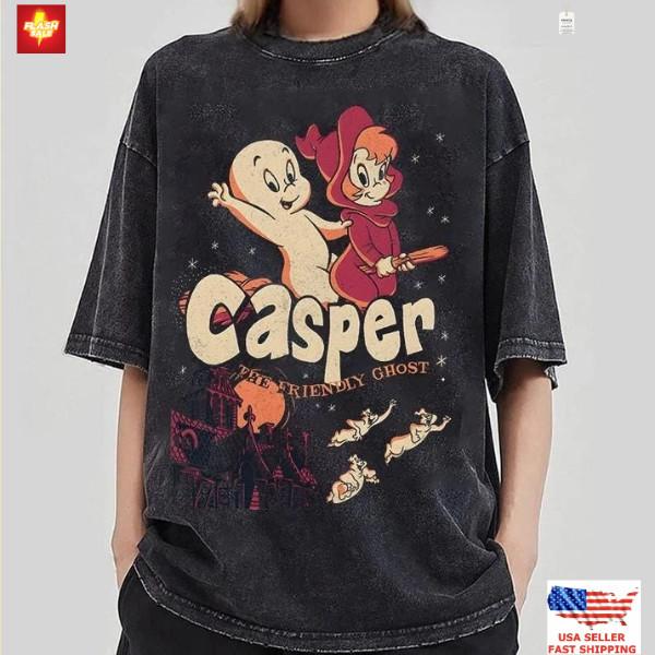 Каспер Дружелюбный Призрак Ограниченная Серия Хэллоуин Футболка Винтажный Стиль Графическая Футболка Унисекс Футболка XXL