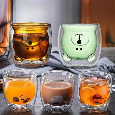 Double-layer Heat-resistant Bear Cup Glass Cute Cartoon Bear Liner Modeling Gift Cup Water Cup Transparent Glass