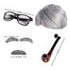 100 Days of School Old Man Costume Gray Wig Glasses Grandpa Cosplay Pipe Fake Eyebrow Beard Old Man Outfit Accessories