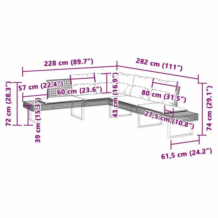 VidaXL Garden Lounge Set with Cushions 2pcs Grey Braided Resin and Glass 3277496