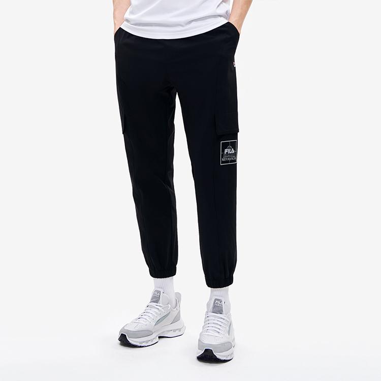 Fila Versatile Loose Fit Solid Color Logo Woven Casual Pants Men Pants Black F11M238802FBK