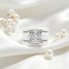 Prinzessschliff Zirkonia Ring mit 3-lagigem weißen Keramikband, Moderner klobiger kupferbeschichteter Statement Ring, Brautversprechen Schmuck