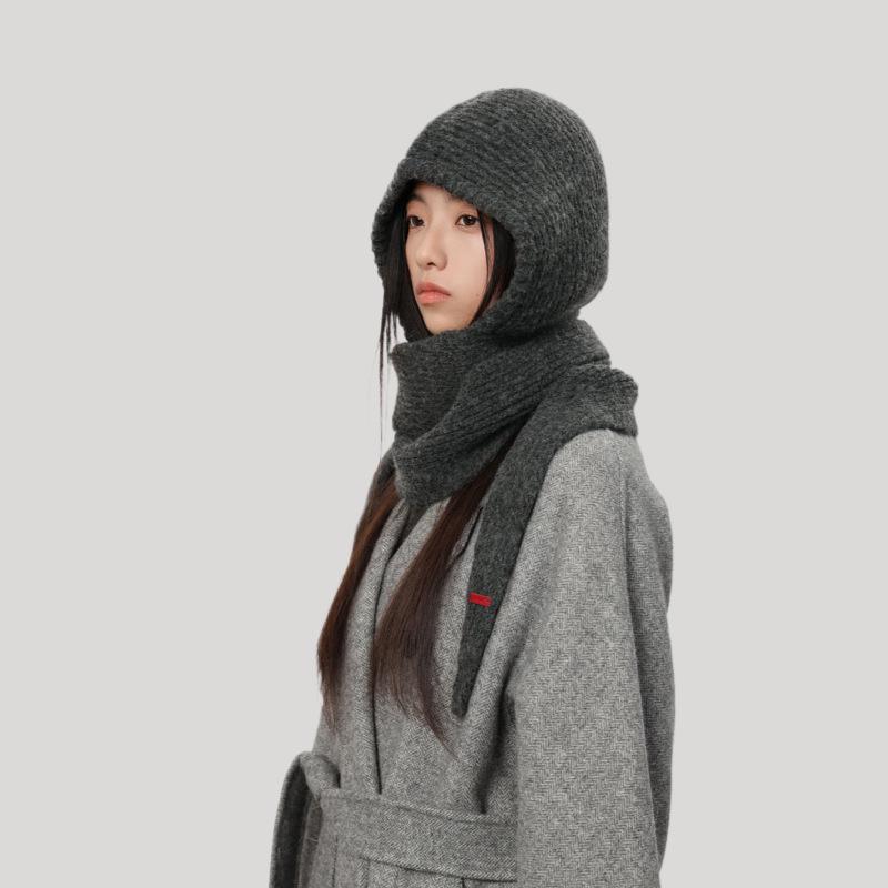 Winter new knitted hat scarf integrated versatile warm including wool ear protection balaclava hat