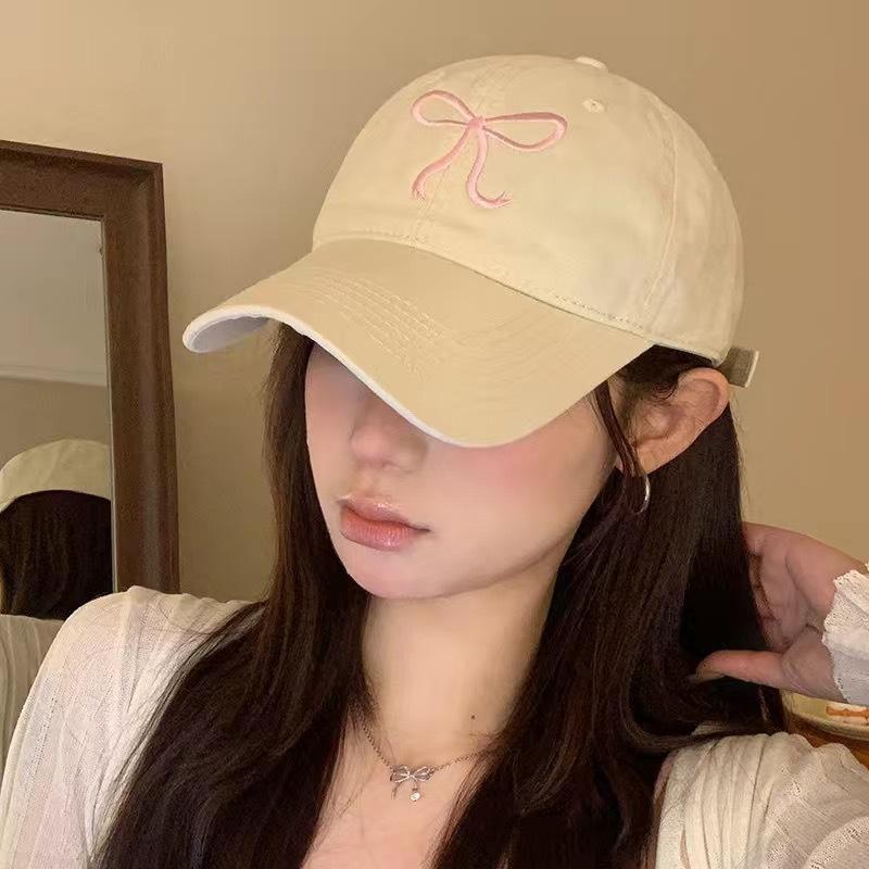 Korean Ins Bow Sweet Cute Romantic Pink Hat Versatile Breathable Cap Baseball Cap Girl Tide