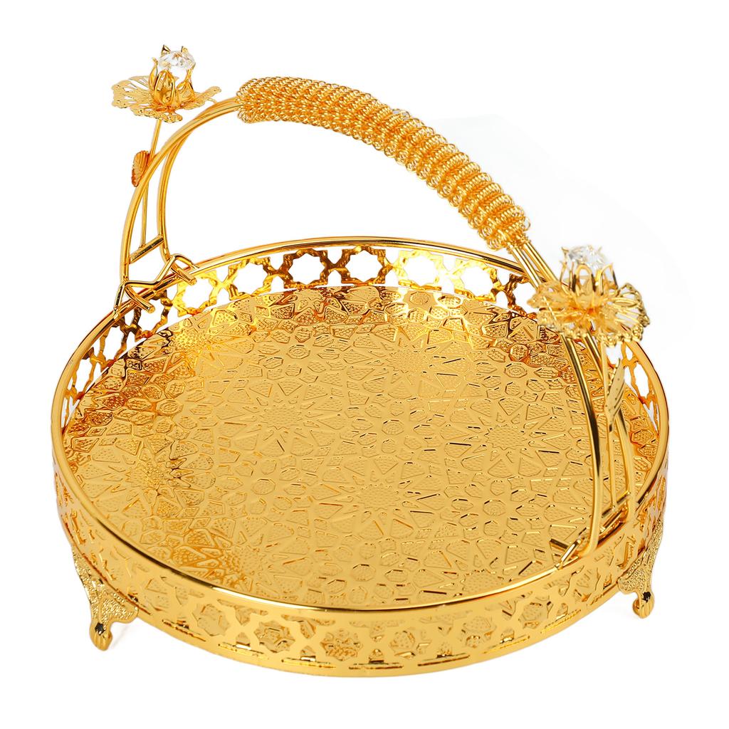 Fruit Tray Retro   Round Large Capacity Handle Design Decorative Strong Alloy Fruit Bowl for Party Family Bar Cafe