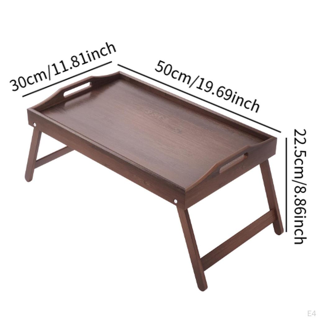 Tavă de pat din bambus Birou pentru poală Picioare pliabile flexibile dreptunghiulare Mini masă de servire pentru podea