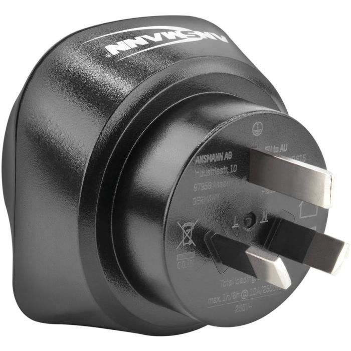 Adaptateur de voyage - ANSMANN - 1250-0033 - EU vers AU - 100-240V AC - 12V DC