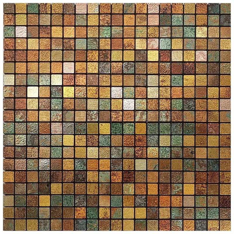 3D European Smooth Metal Mosaic Wall Sticker Self-adhesive Tile Kitchen Bathroom Bar Living Room TV Background Wall Decor Stick