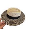 Summer Hollow French Hepburn Style Panama Straw Hat Women's Contrasting Sun Hat Outdoor Travel Vacation Sun Protection Hat