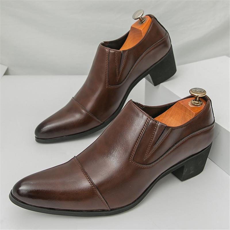 New British Gentleman Pointed Chelsea Business Height Increasing Shoes For Men Dress Wedding Prom Homecoming Footwear