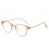 Square One-tone Metal Glasses Frame for Men and Women with Translucent Horn Rims