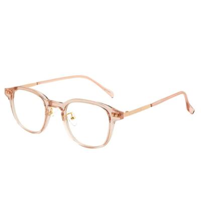 Square One-tone Metal Glasses Frame for Men and Women with Translucent Horn Rims
