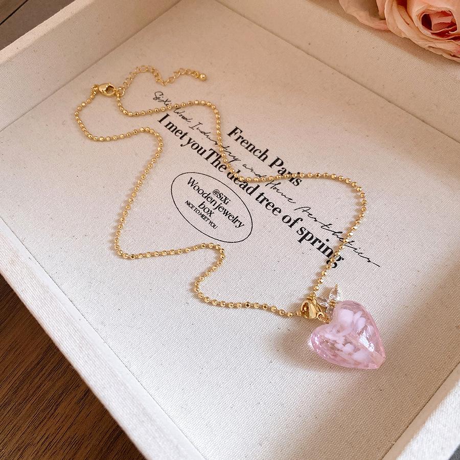 Metal Crystal Heart Flower Pendant Earrings Necklace Retro Luxury Jewelry Wholesale
