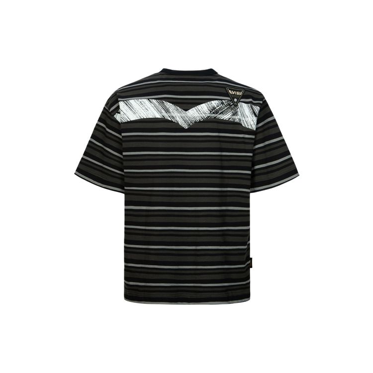 Evisu SS24 Multi-Embroidered Stripe Short Sleeve T-Shirt Men Tops Black 2ESHTM4TS8056LFCT