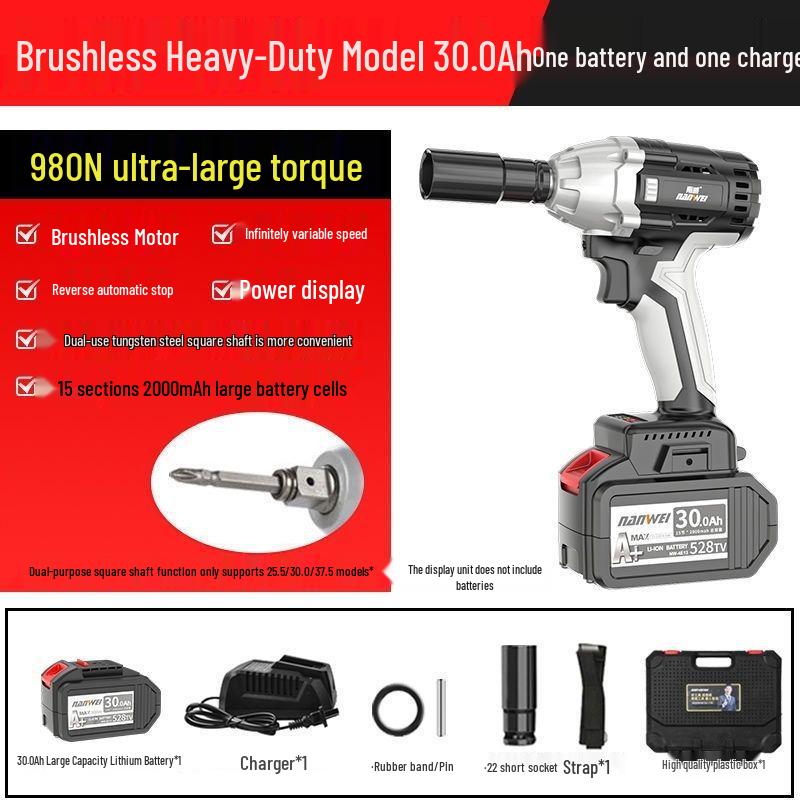 Nanwei Brushless Electric High Torque Impact Wrench Set with Lithium Battery and Charger for Construction and Car Repair