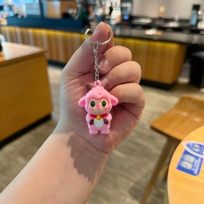 Cute Cartoon Sheep PVC Keychain Smooth Edge Multi Colors Bag Pendant Safe Souvenir Gift for Toddlers Backpack Decor