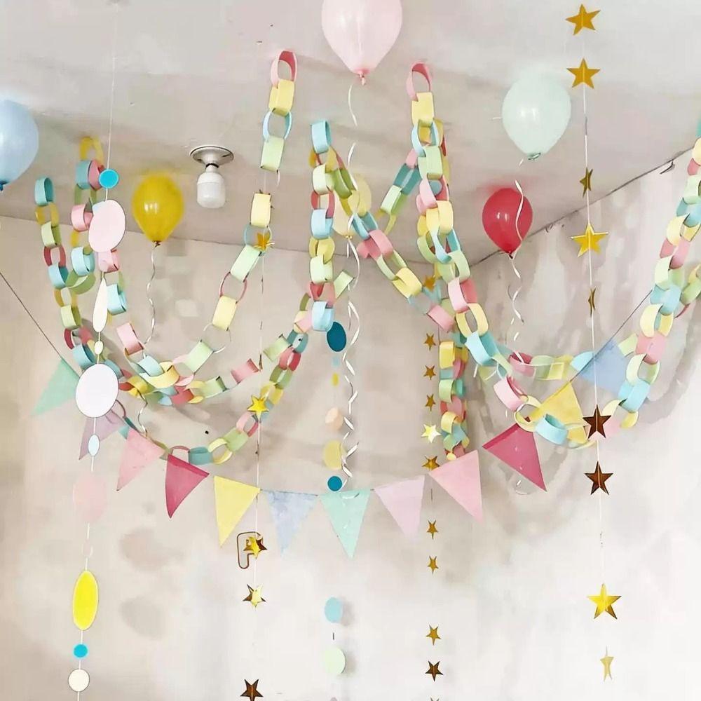 300PCS/Set 25*4cm Paper Chain Garland Strips Mixed Color Party Decorative Chains Party Supplies