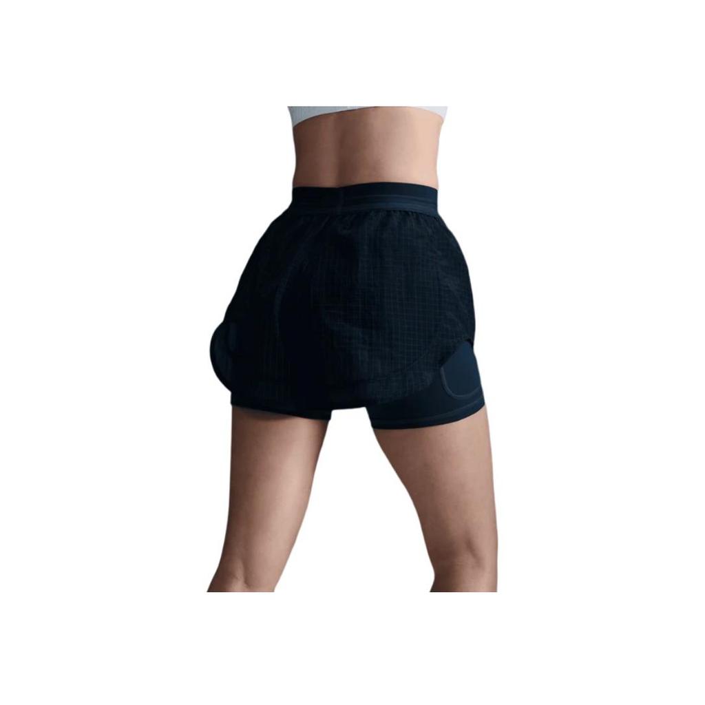 Nike Running Division Lace-Up Mid-Rise Two-In-One Three-Quarter Sports Shorts Women Shorts Deep-Sea-Blue FV6362478