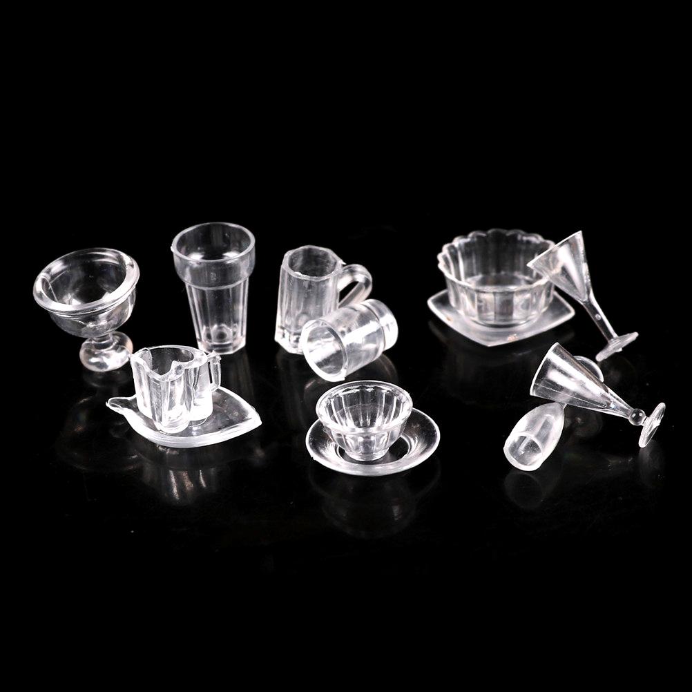 13/17Pcs/lot 1:12 Scale Plate Cup Dish Bowl Tableware Set Dollhouse Miniature Durable Toy Doll Food Kitchen Living Room Accessories