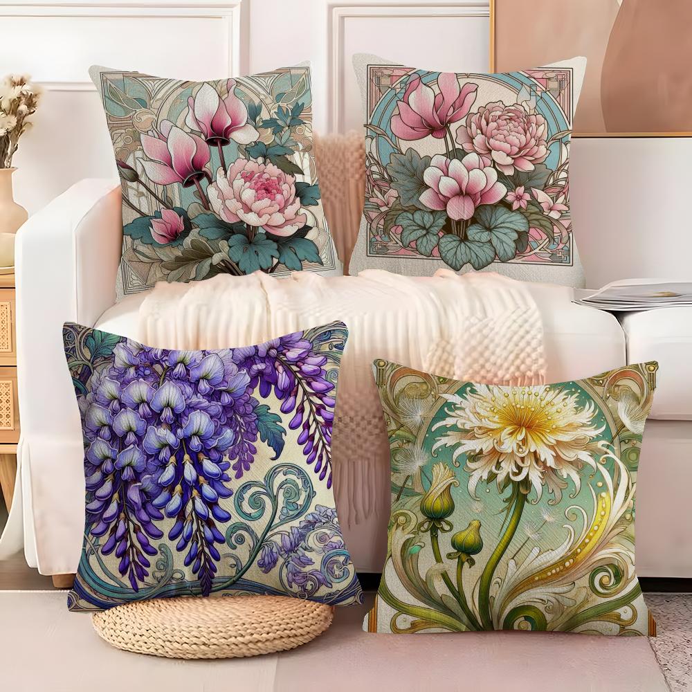 Diverse Painted Floral Prints Pillow Case Linen Pillow Case Sofa Home Decor Cushion Cover Cushion Cove