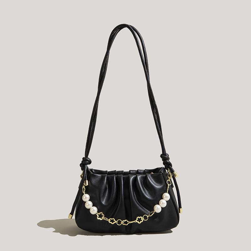 

Модная женская сумка на одно плечо из искусственной кожи с отделкой бисером, женская сумка-облако подмышкой, классическая текстурированная женская сумка