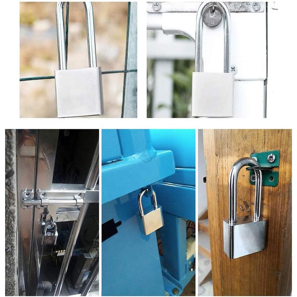 Keyed Alike Padlock - Heavy Duty Alloy Long Shackle Padlock with Keys - Outdoor Padlock