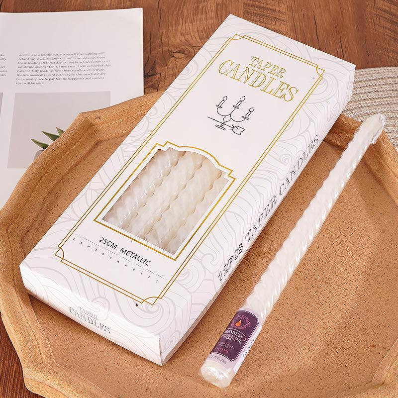 Candlestick Long Candle Romantic Spiral Birthday Western Food Candlelight Dinner Thread Home Wedding Gold Silver Red European Candle